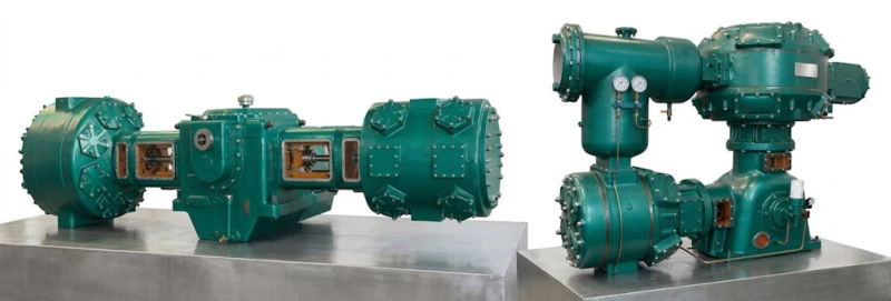 Special air compressor for glass bottle making — two-series reciprocating piston compressor system supplying forming air at 0.25 to 0.50 MPa and oil-free mould air at 0.60 to 1.00 MPa for IS machine glass container production lines