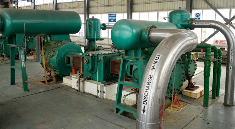 CO2 compressor station at user site — multi-unit low-pressure Series B CO2 reciprocating compressor installation for brewery fermentation gas recovery or large-scale CO2 transfer at 0.4 to 0.8 MPa